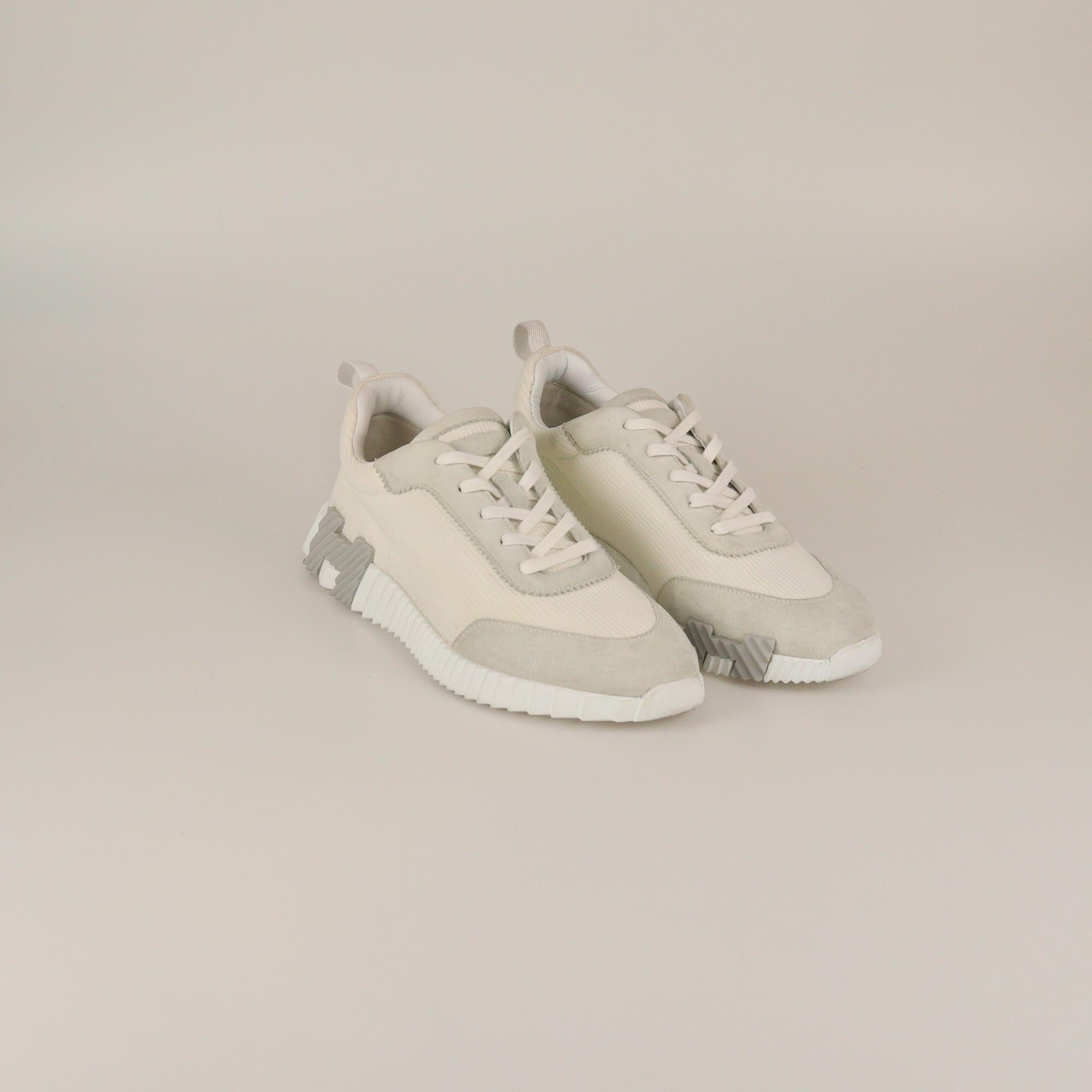 Hermes White/Grey Bouncing Sneakers Mens Hermes 