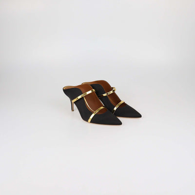 Malone Soulier Black Satin Maureen Mules
