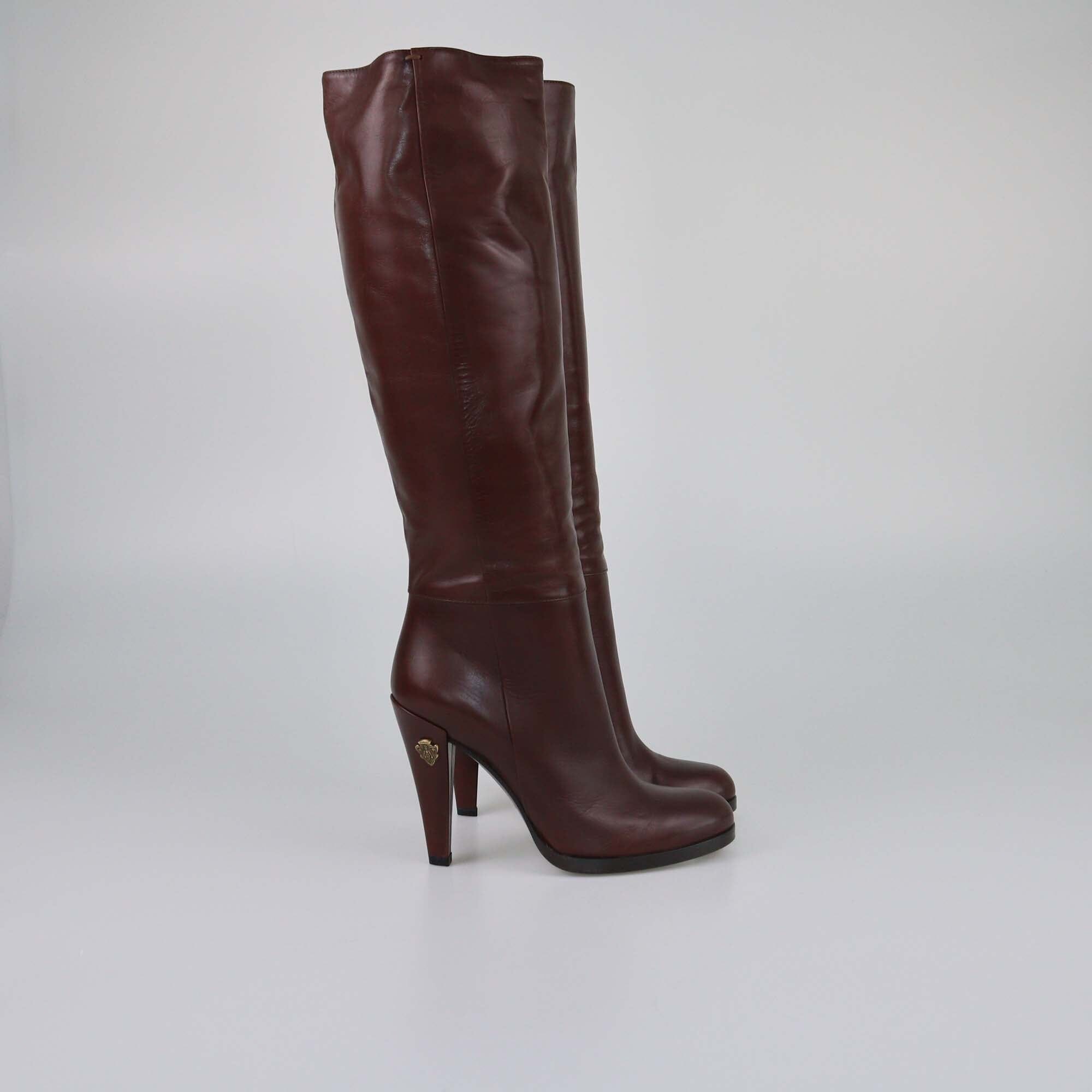 Gucci Brown Elizabeth Knee Boots Womens Gucci 