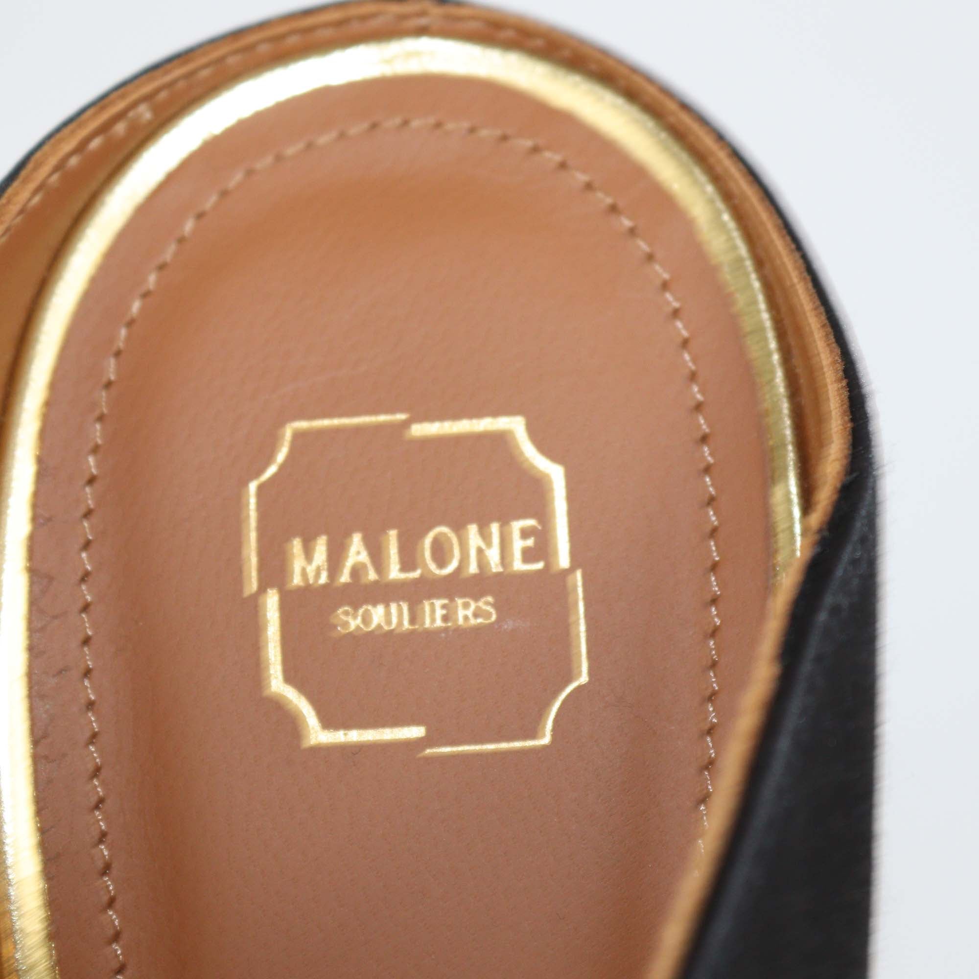 Malone Soulier Black Satin Maureen Mules