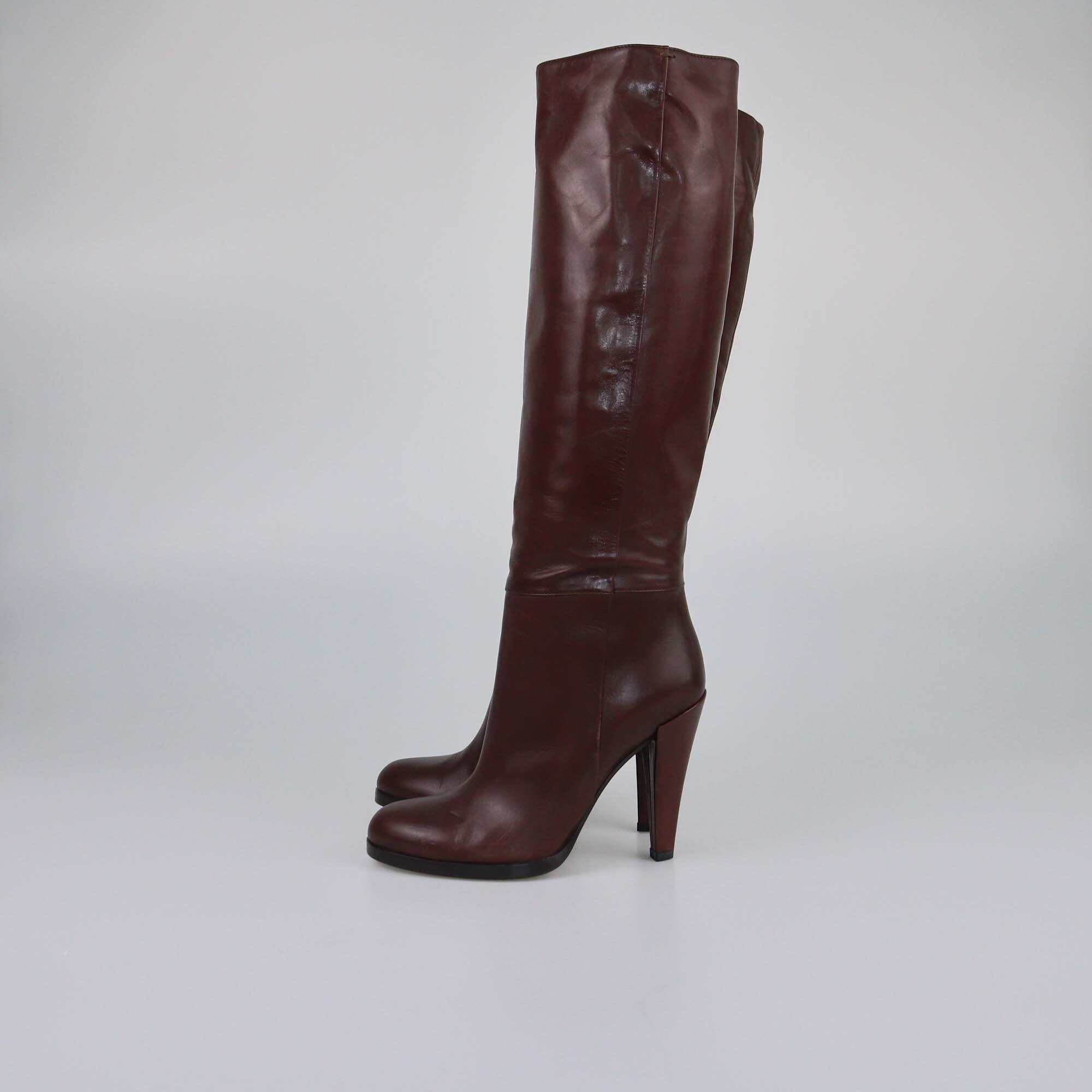 Gucci Brown Elizabeth Knee Boots Womens Gucci 