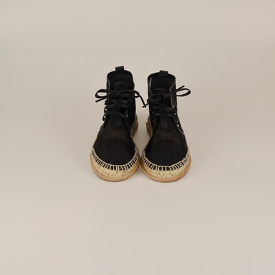 Balenciaga Black Mesh Espadrille Lace Up Flats Womens Balenciaga 
