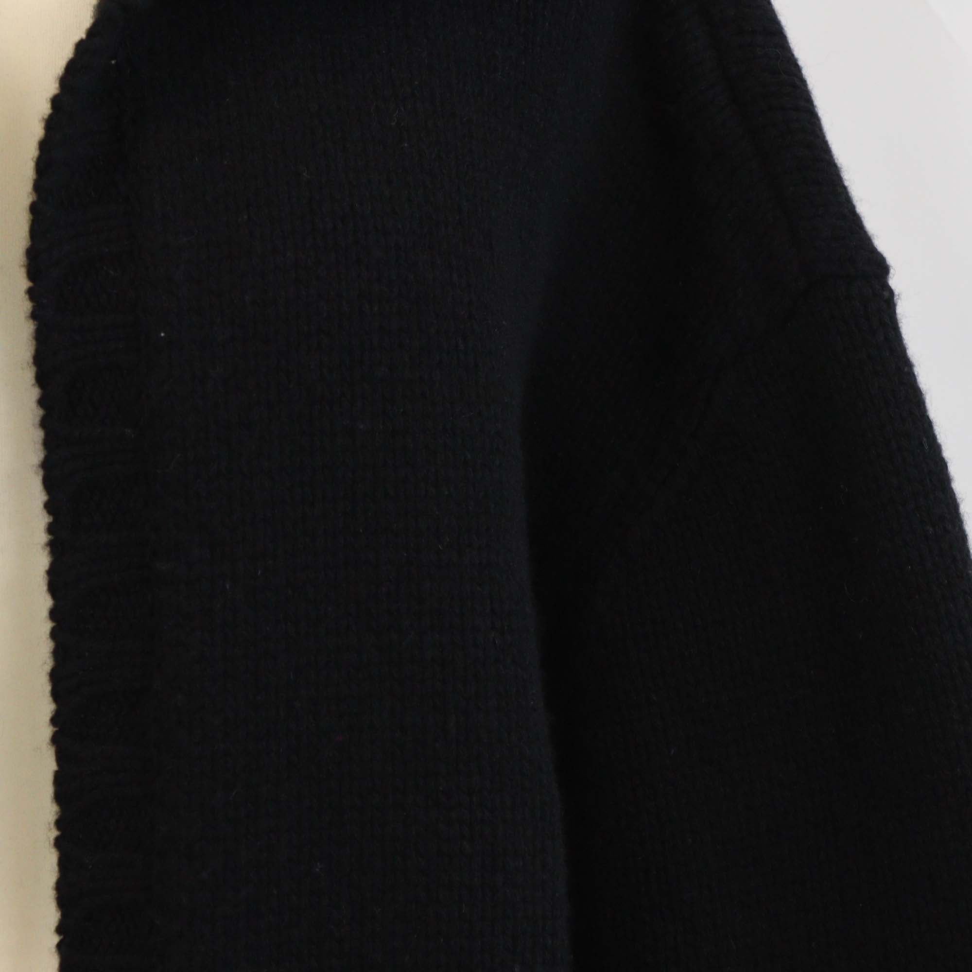 Yves Saint Laurent Black Wool Knit Sequin Embellishments Hooded Cardigan