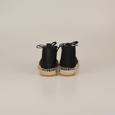 Balenciaga Black Mesh Espadrille Lace Up Flats Womens Balenciaga 