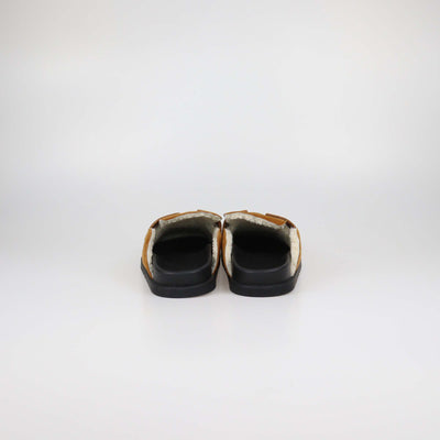 Hermes Brown Suede and Shearling GO Mules