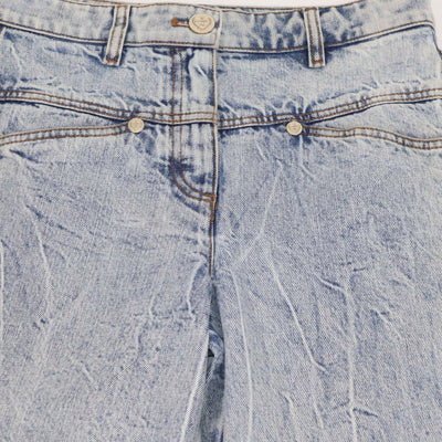 Chanel Washed Blue Denim Straight Leg Pants
