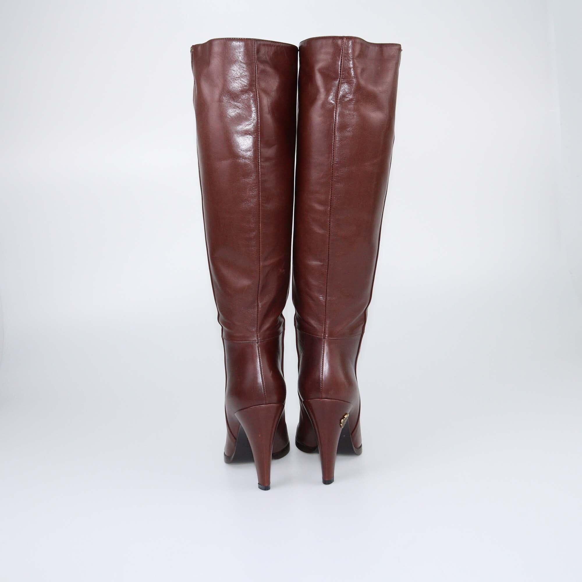 Gucci Brown Elizabeth Knee Boots Womens Gucci 