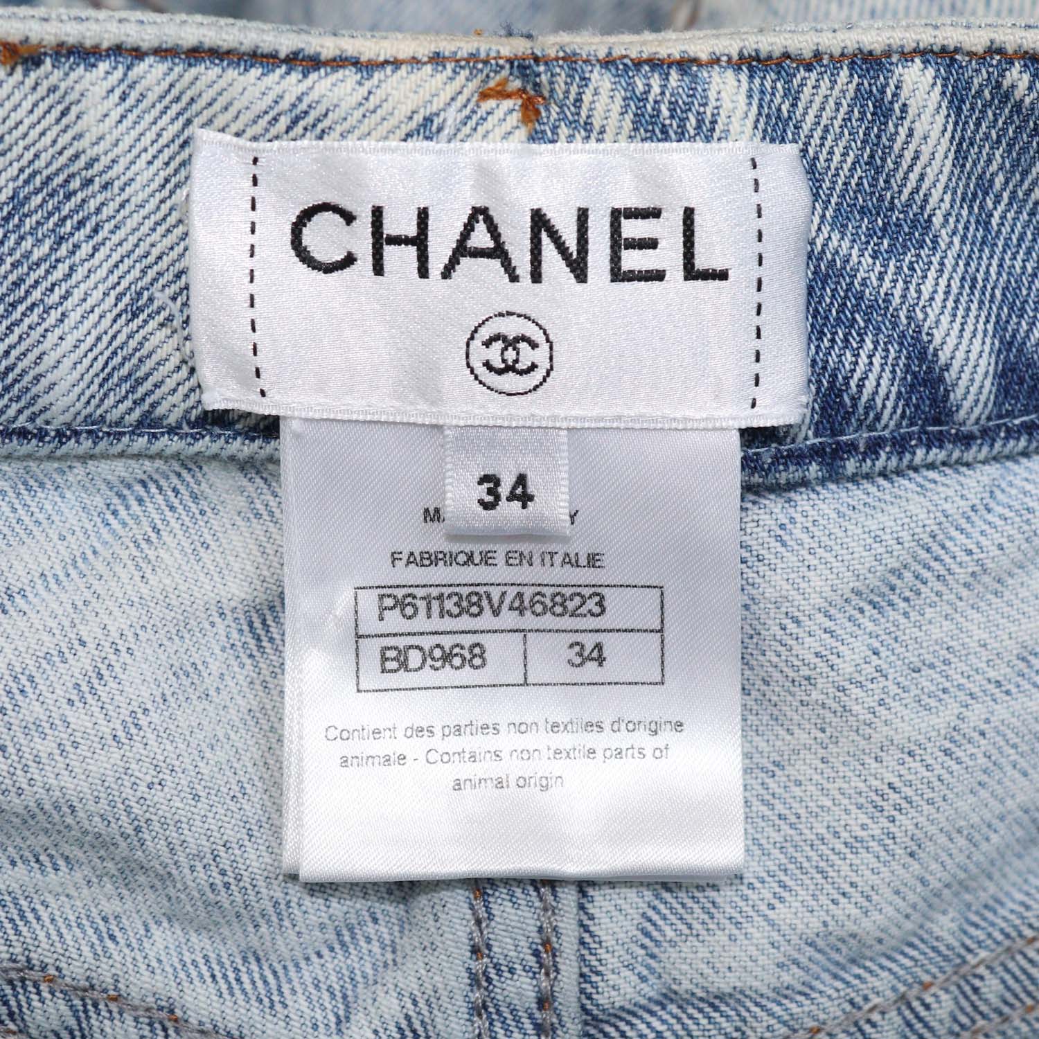 Chanel Washed Blue Denim Straight Leg Pants