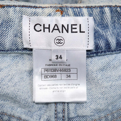 Chanel Washed Blue Denim Straight Leg Pants