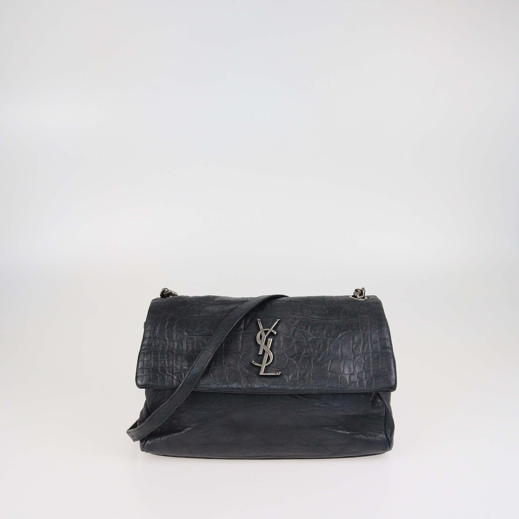 Saint Laurent Croc Embossed Leather West Hollywood Shoulder Bag