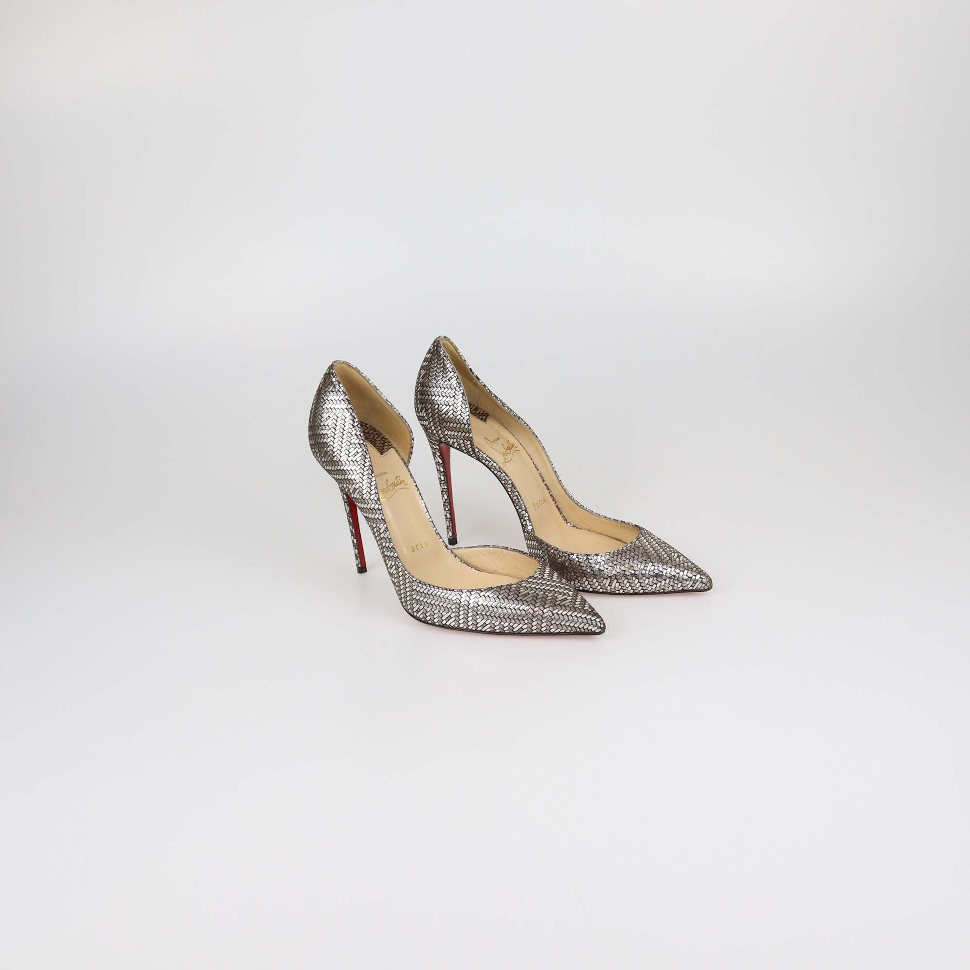 Christian Louboutin Metallic Suede Kid Lame Iriza Pumps