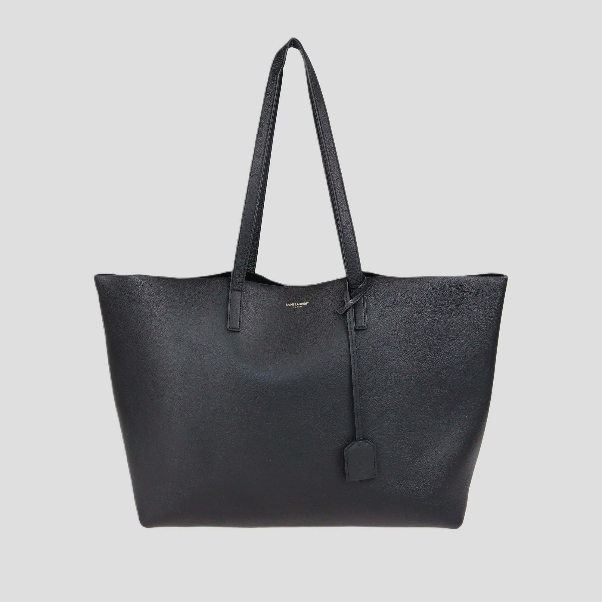 Saint Laurent Black Leather E/W Shopping Tote