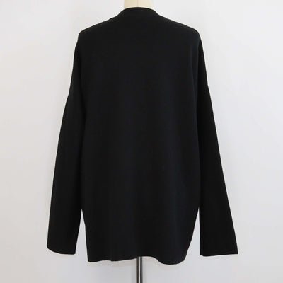 Chloe Black/White Logo Print Knit Crew Neck Sweater