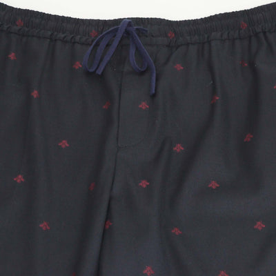 Gucci Midnight Blue Wool Bees Embroidered Drawstring Gabardine Pants
