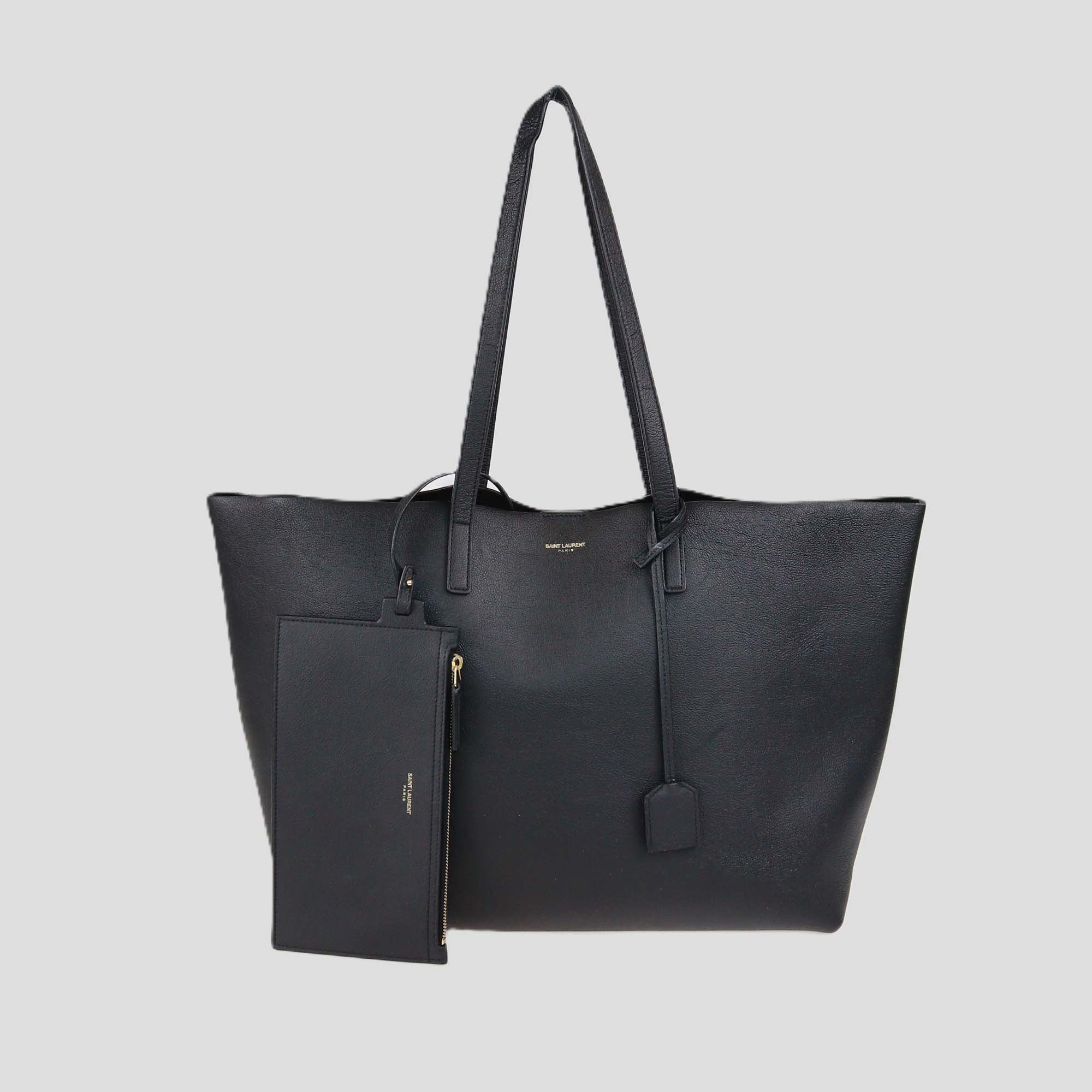 Saint Laurent Black Leather E/W Shopping Tote