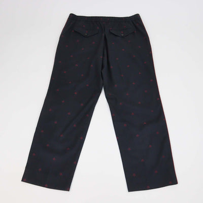Gucci Midnight Blue Wool Bees Embroidered Drawstring Gabardine Pants