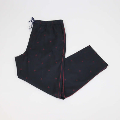 Gucci Midnight Blue Wool Bees Embroidered Drawstring Gabardine Pants