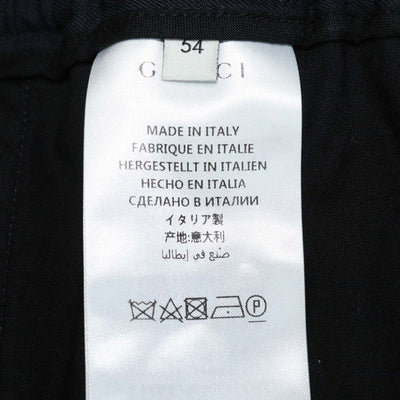 Gucci Midnight Blue Wool Bees Embroidered Drawstring Gabardine Pants