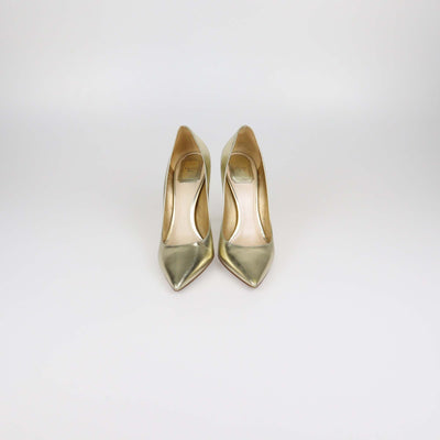 Christian Dior Gold Leather Cherie Pointed Toe Pumps