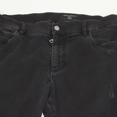 Dolce & Gabbana Black Denim Distressed Slim Fit Pants