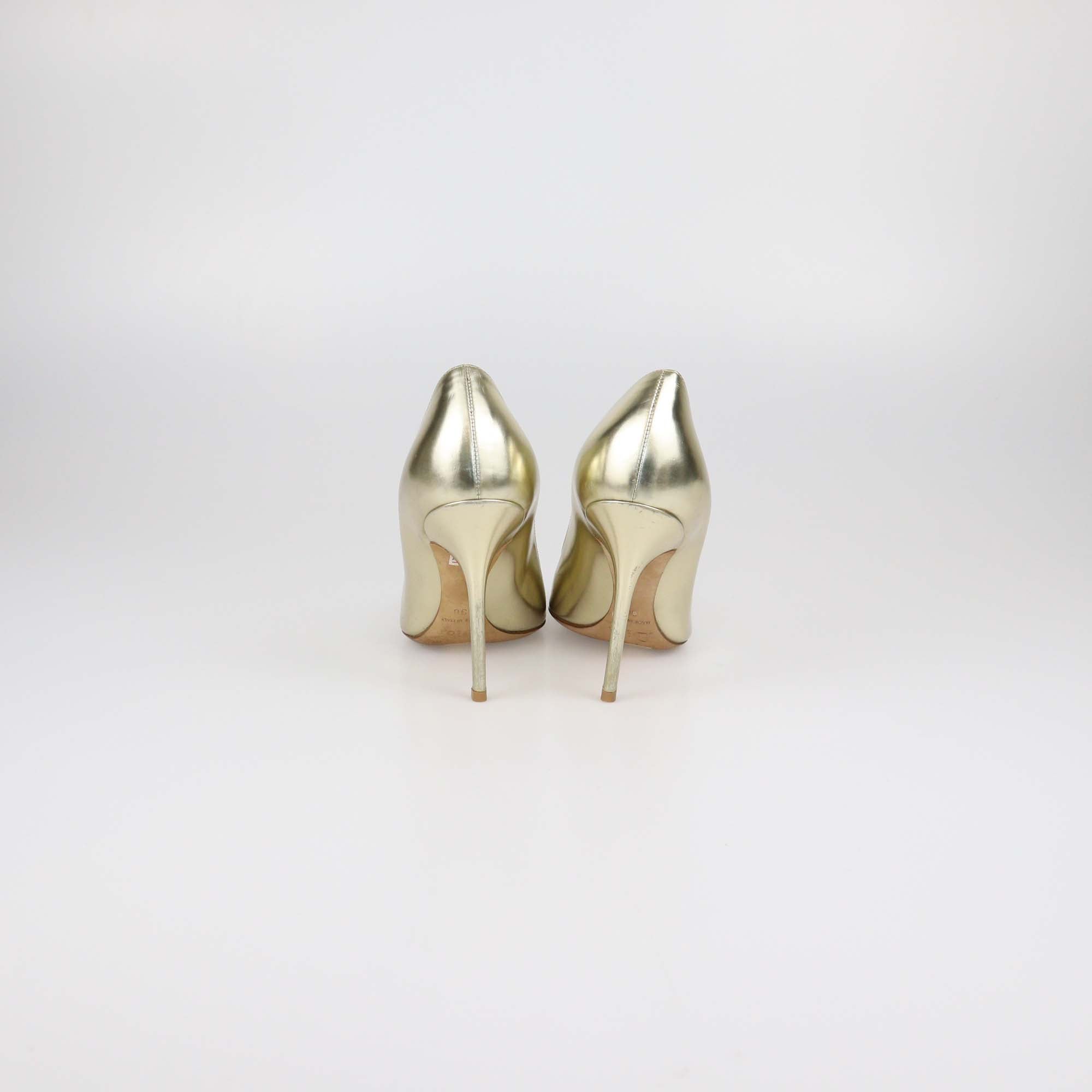 Christian Dior Gold Leather Cherie Pointed Toe Pumps