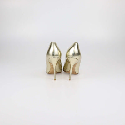 Christian Dior Gold Leather Cherie Pointed Toe Pumps