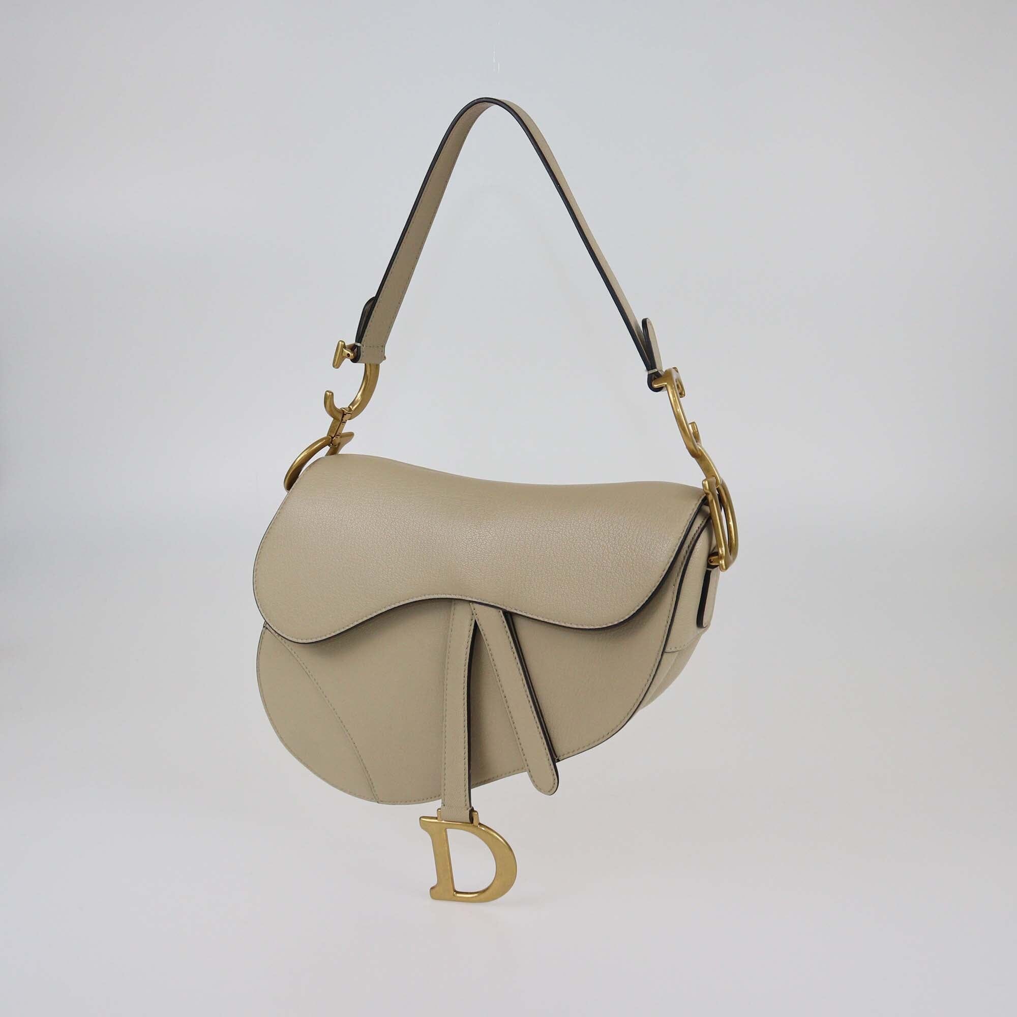 Christian Dior Beige Saddle Bag With Adjustable Shoulder Strap Womens Christian Dior 