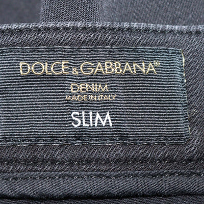 Dolce & Gabbana Black Denim Distressed Slim Fit Pants