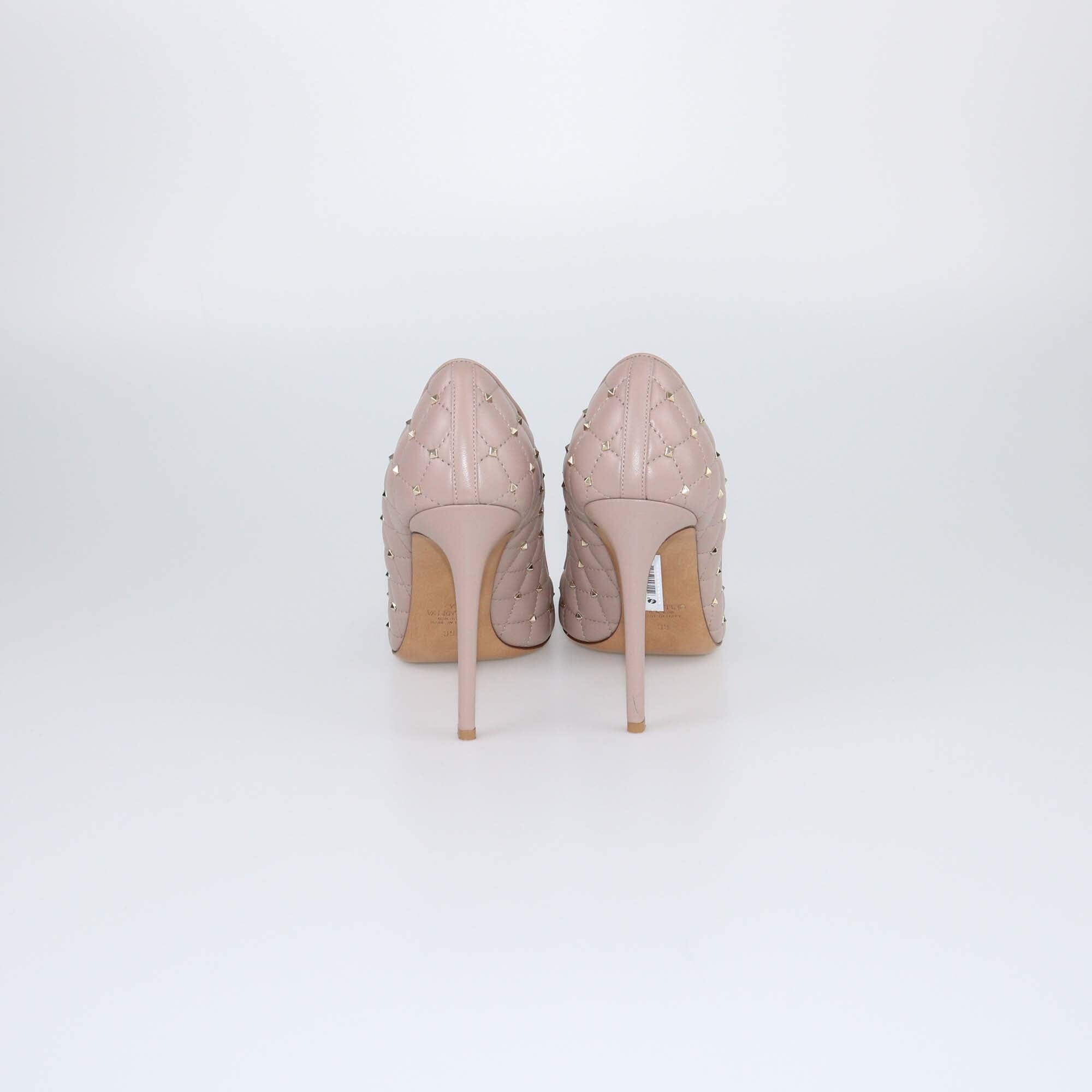 Valentino Beige Quilted Rockstud Pointed Toe Pumps Womens Valentino 