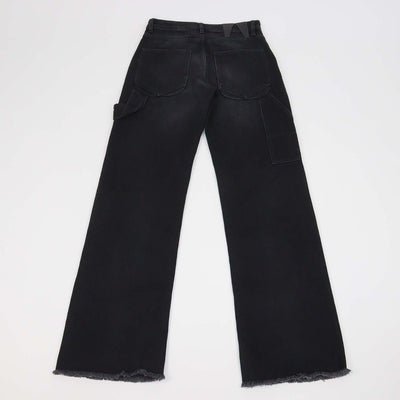 Darkpark Black Denim Distressed Hem Wide Leg Pants