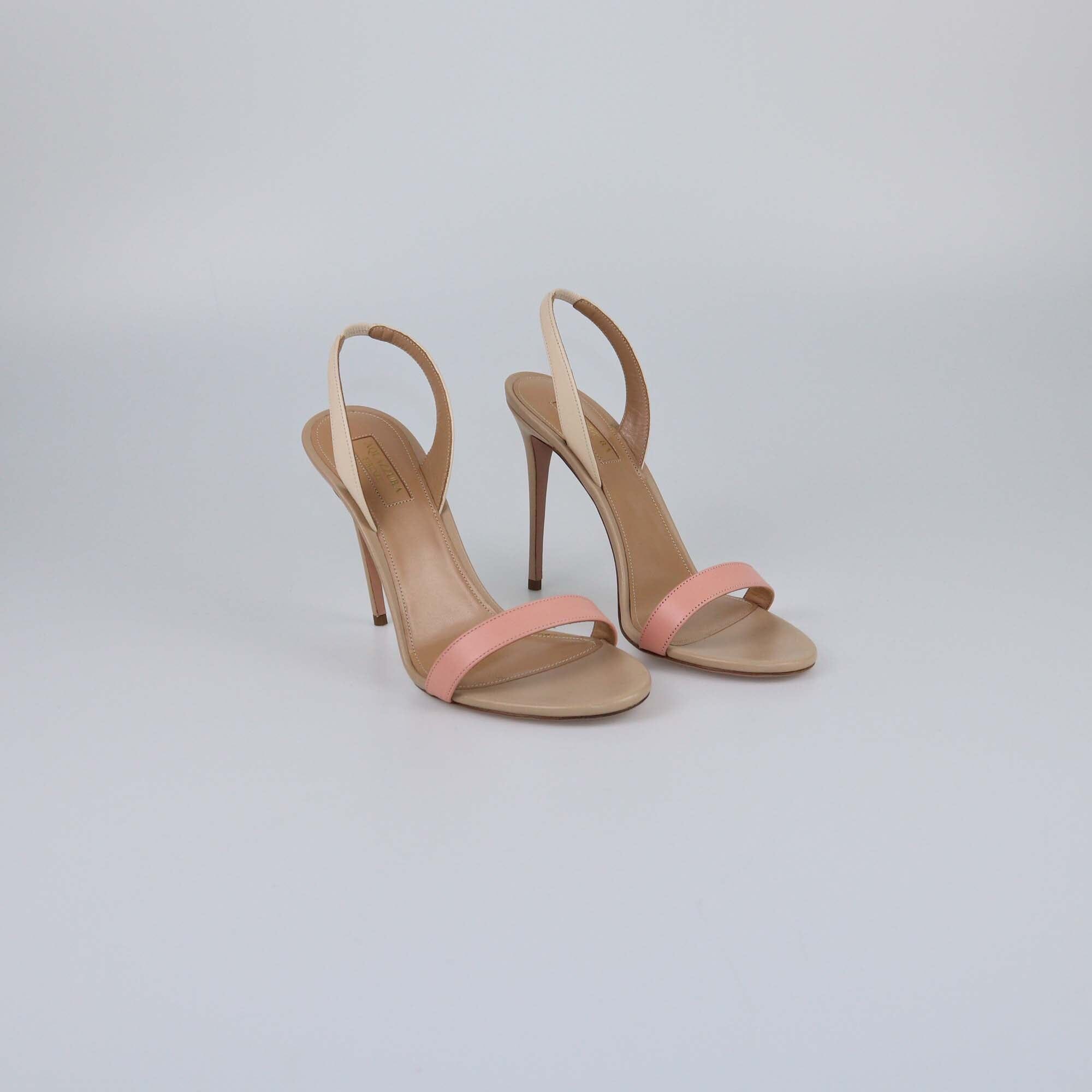 Aquazzura Beige/Pink So Nude Slingback Sandals Womens Aquazzura 