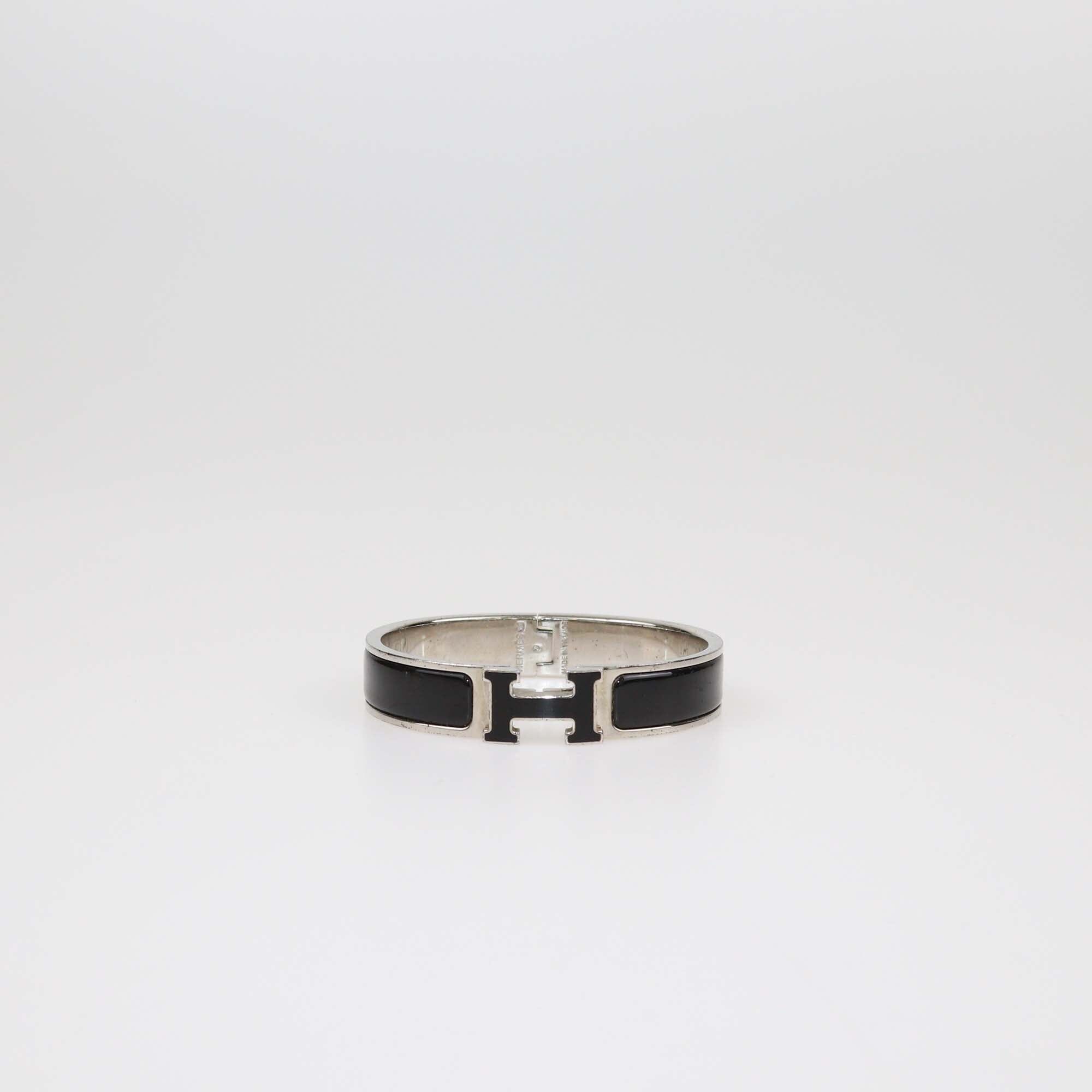 Hermes Black Clic Clac H Narrow Bracelet Womens Hermes 