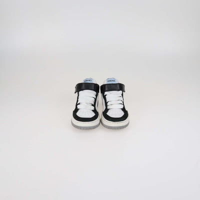 Versace Kids Black/White Leather Strap Sneakers