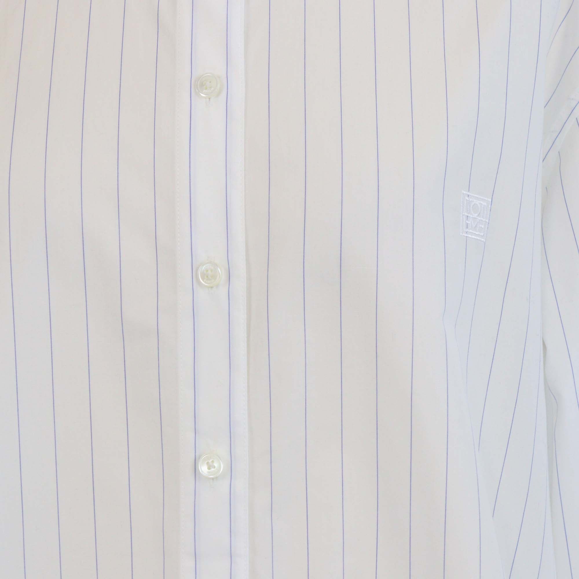 Toteme White/Cobalt Cotton Button Front Shirt