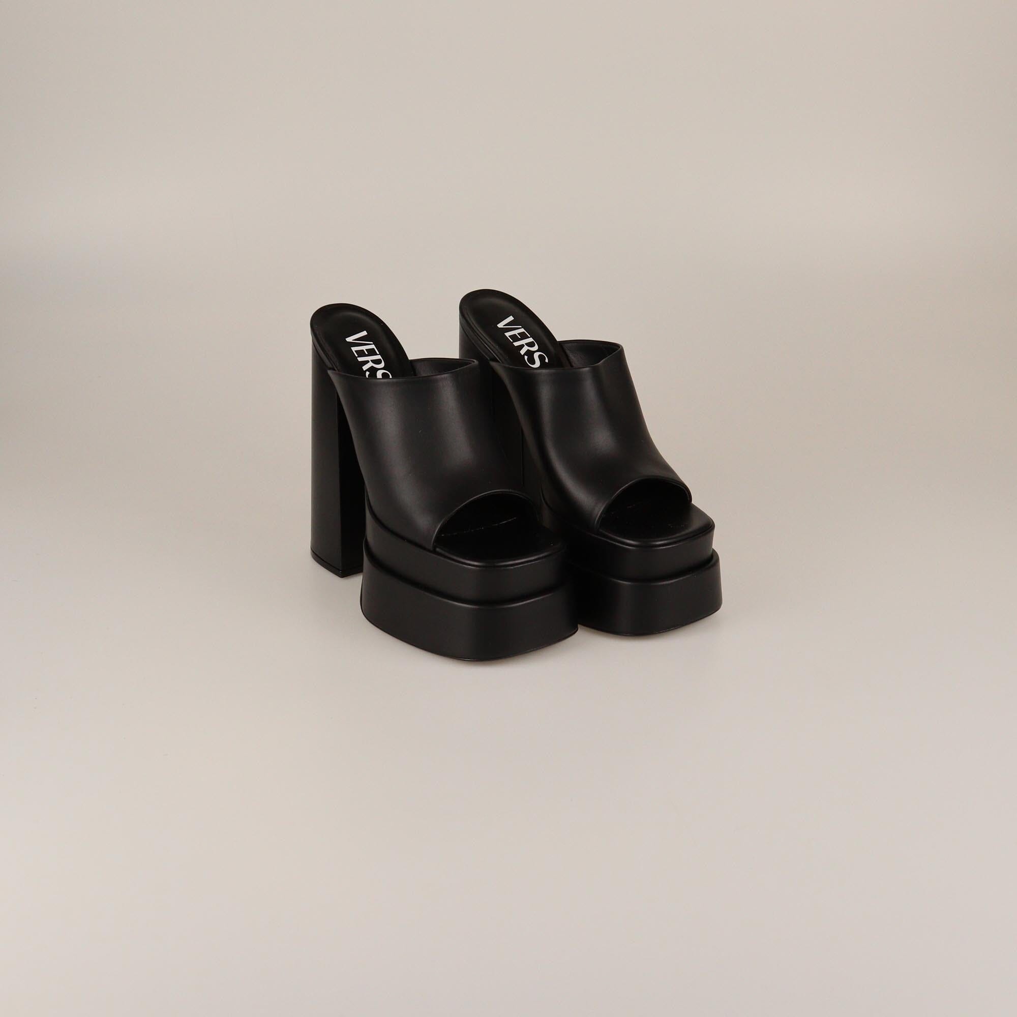 Versace Black Platform Mules Womens Versace 