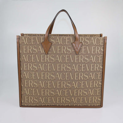 Versace Brown Canvas and Leather Allover Tote