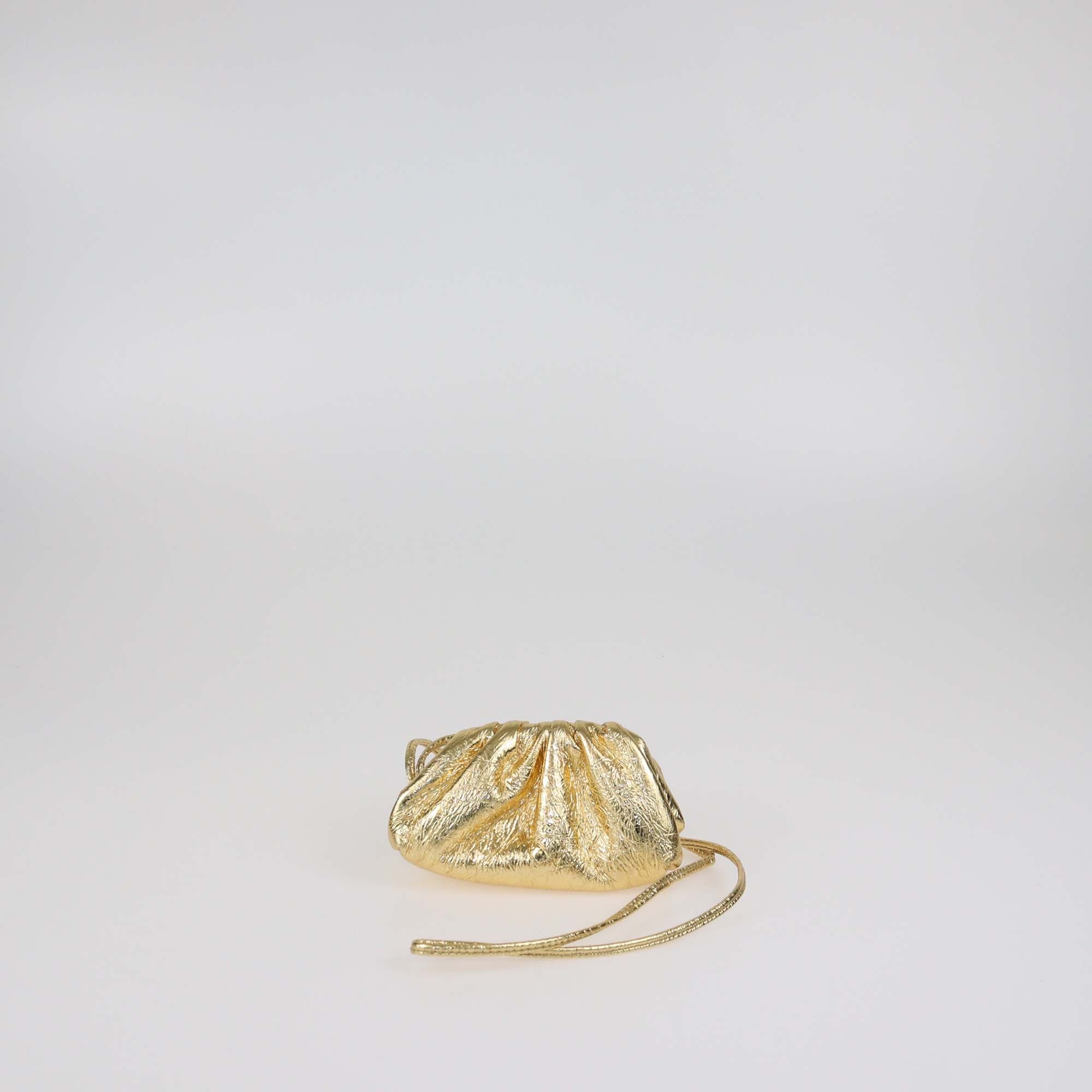Bottega Veneta Gold Leather The Pouch Coin Purse