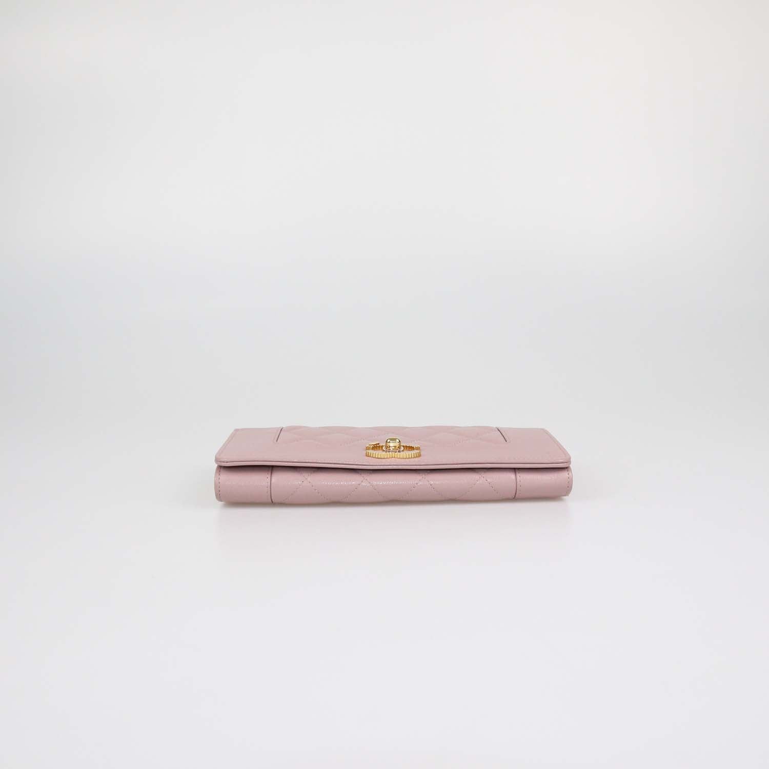 Chanel Mauve Pink Quilted Leather Mademoiselle Flat Wallet
