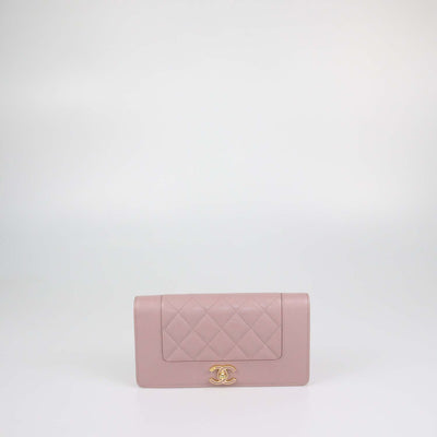 Chanel Mauve Pink Quilted Leather Mademoiselle Flat Wallet