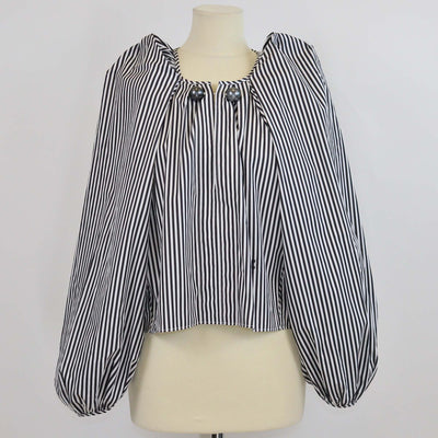 Nackiye Black/White Striped Cotton Grand Bazaar Mini Top