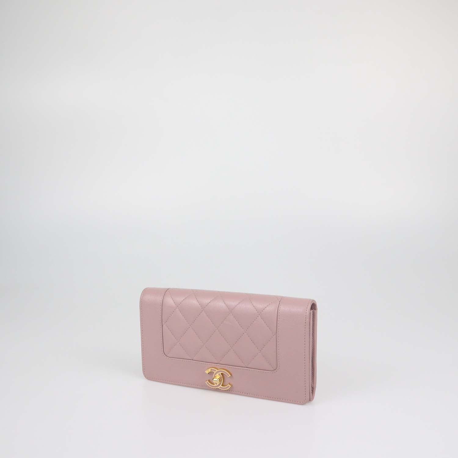 Chanel Mauve Pink Quilted Leather Mademoiselle Flat Wallet