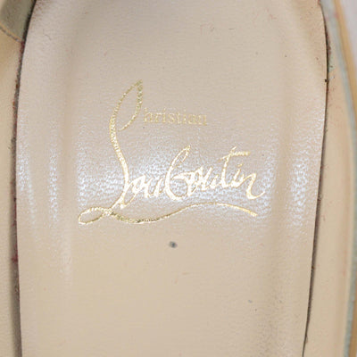 Christian Louboutin Beige Patent Leather Peep Toe Pumps