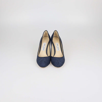 Jimmy Choo Blue Denim Billie Block Heel Pumps