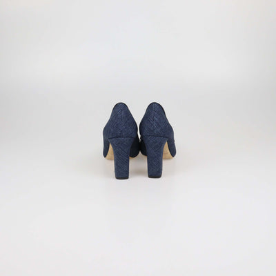 Jimmy Choo Blue Denim Billie Block Heel Pumps