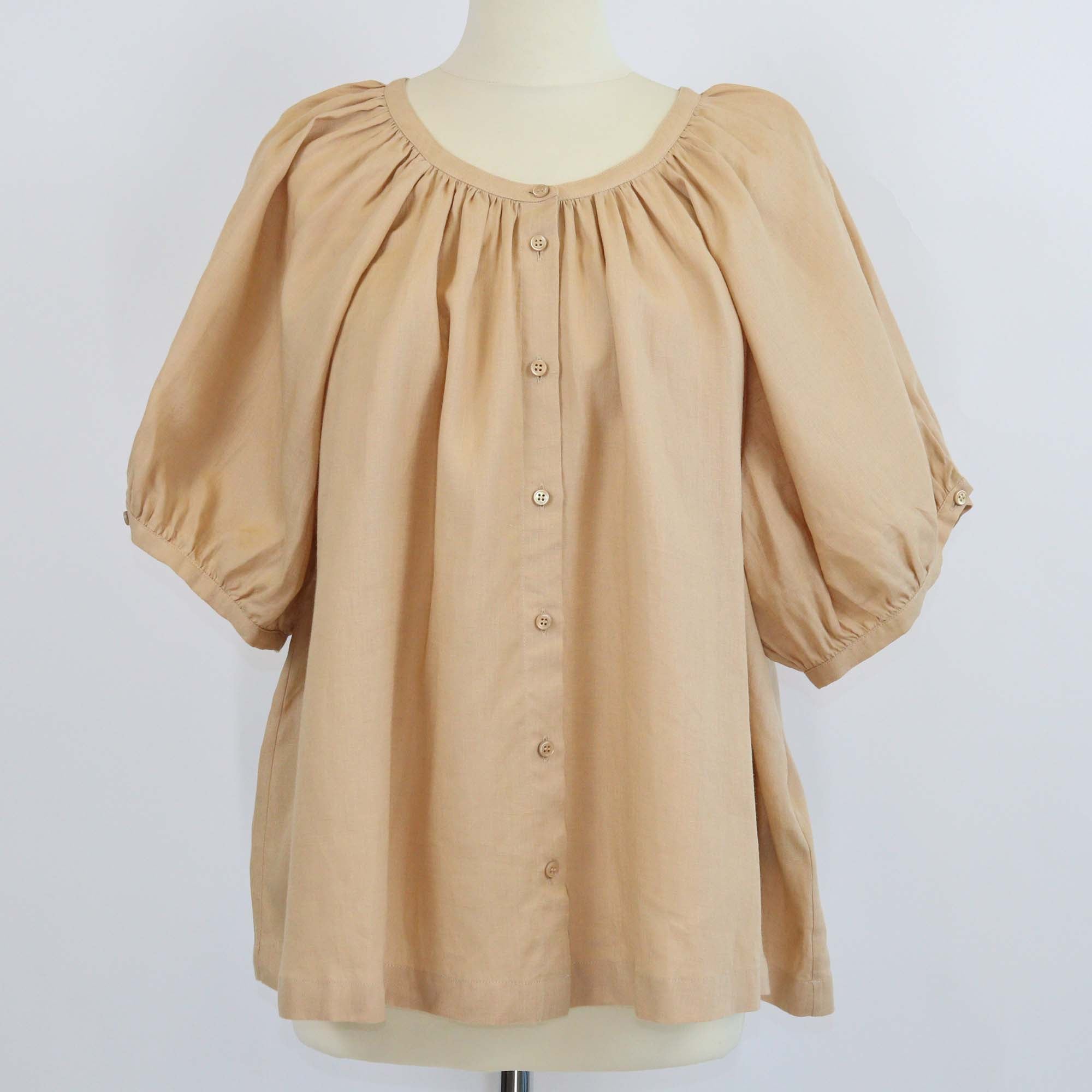 Loro Piana Brown Linen Gritt Ramie Blouse