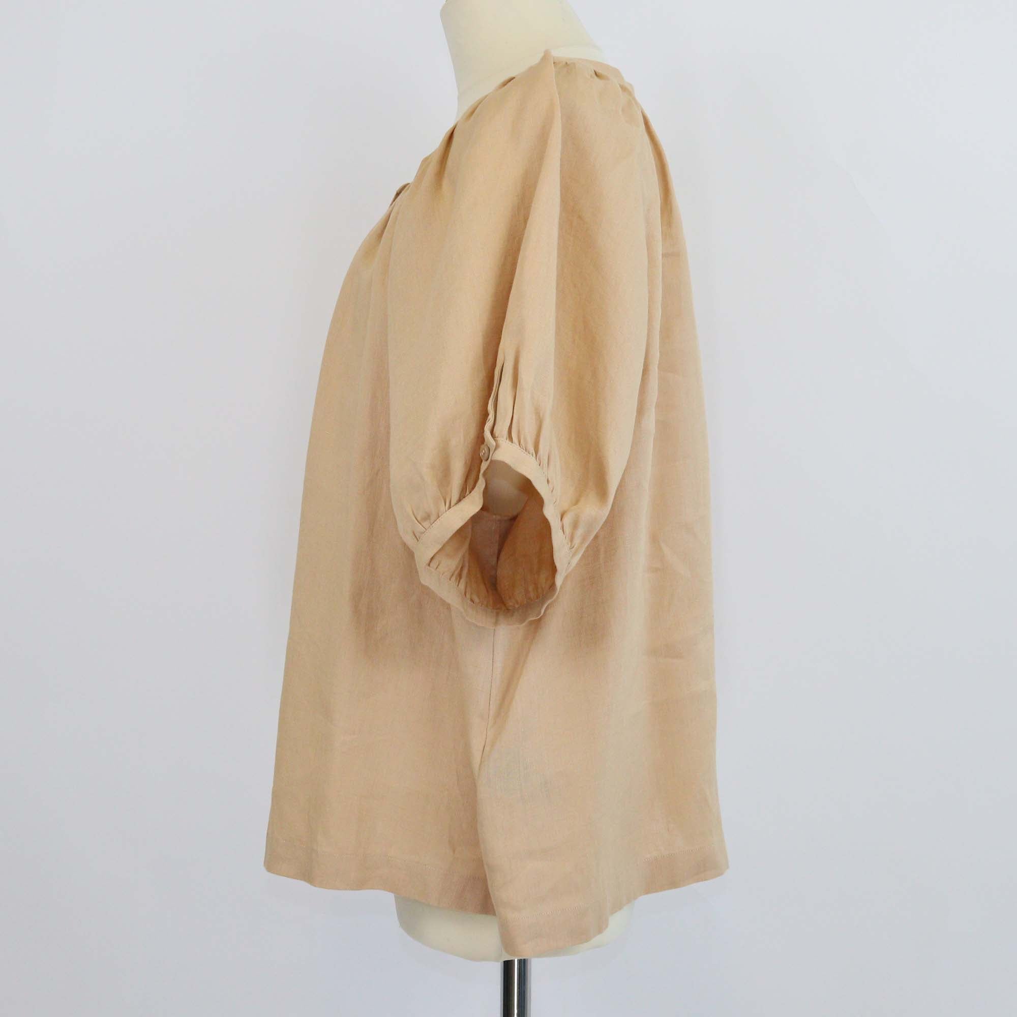 Loro Piana Brown Linen Gritt Ramie Blouse