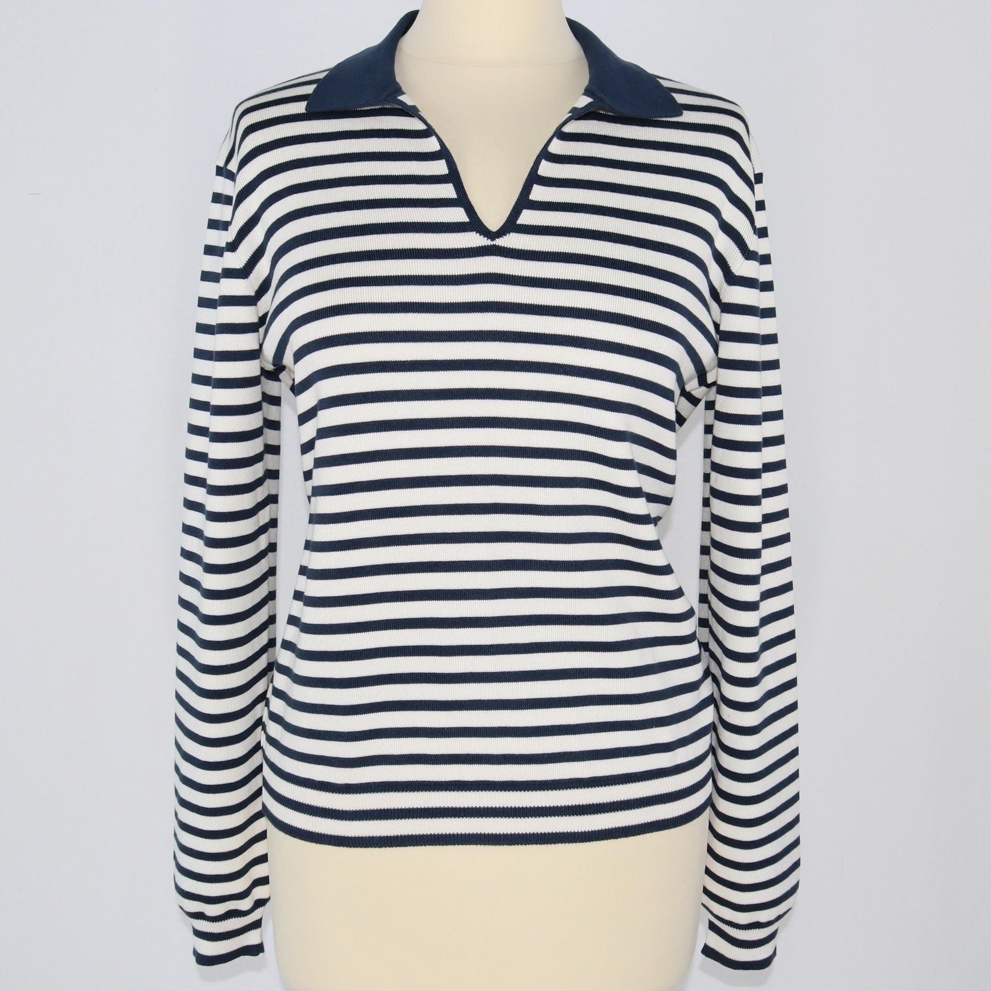 White/Blue Stripe Sorbonne Polo Shirt Shirts/TShirts Loro Piana 