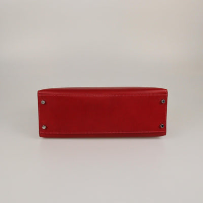 Hermes Rouge Vif Tadelakt Palladium Hardware Kelly Sellier 32 Bag Womens Hermes 