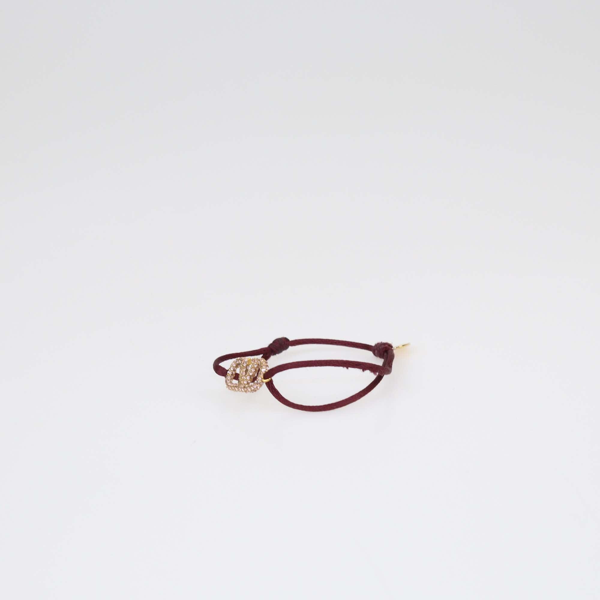 Valentino Maroon VLogo Crystal Embellished Cord Bracelet Womens Valentino 