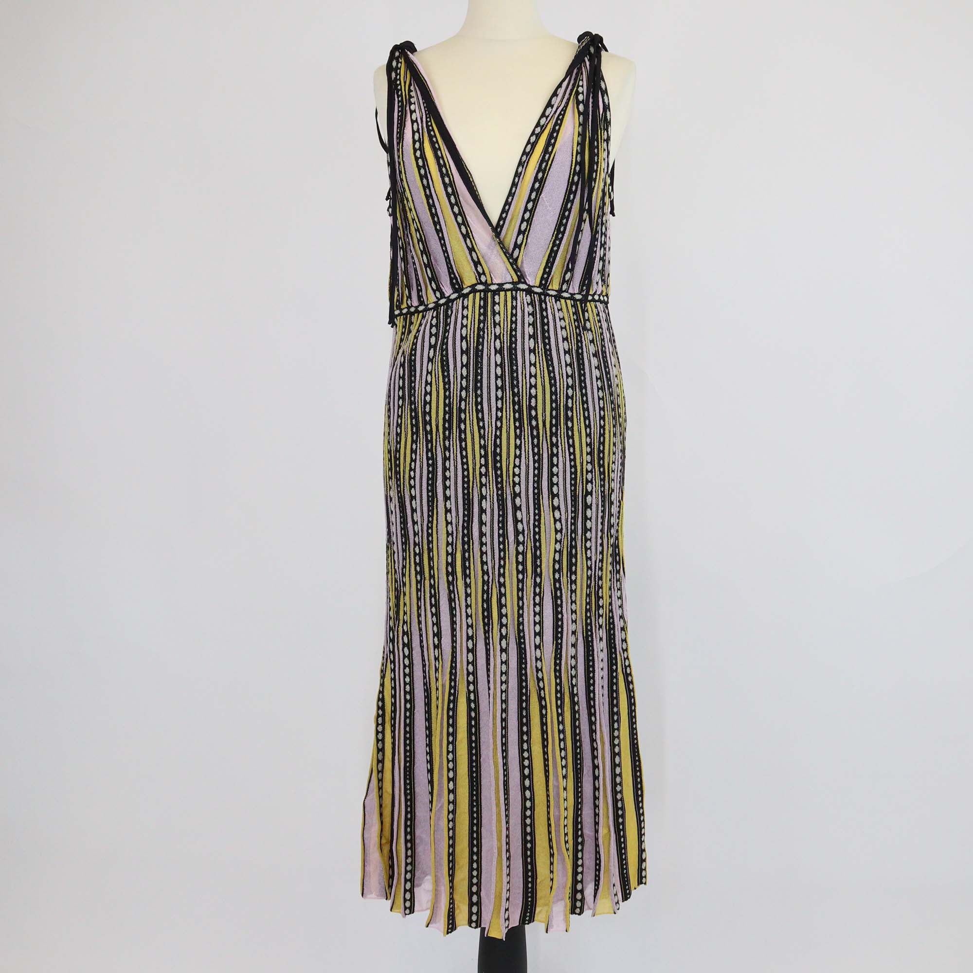 M Missoni Multicolor Pattern Striped Sleeveless Midi Dress